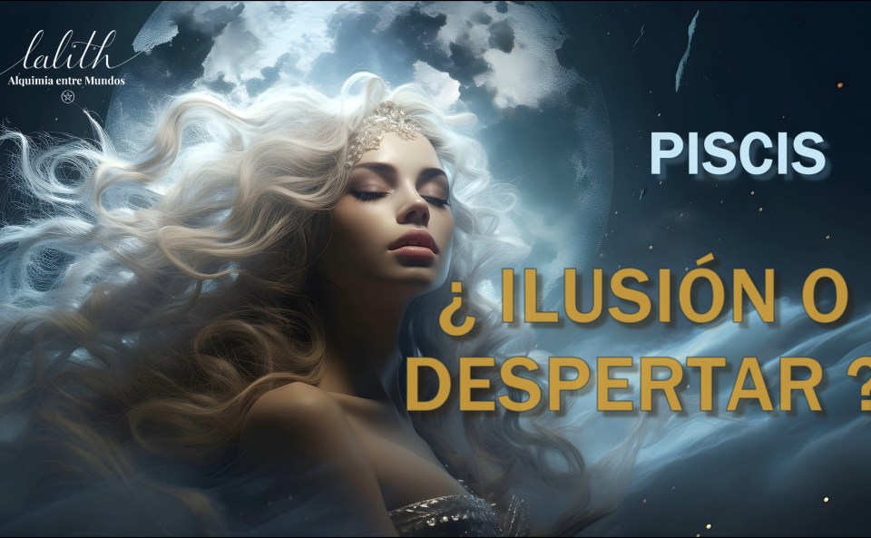 Miniatura del vídeo de Piscis con mujer etérea bajo luna llena y el texto “Piscis ¿Ilusión o Despertar?” sobre fondo azul místico.