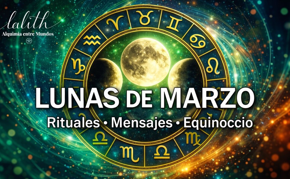 Miniatura del vídeo Lunas de Marzo 2026 con rueda zodiacal dorada, fases lunares y referencia al eclipse, Luna Nueva en Piscis y Equinoccio en Aries.