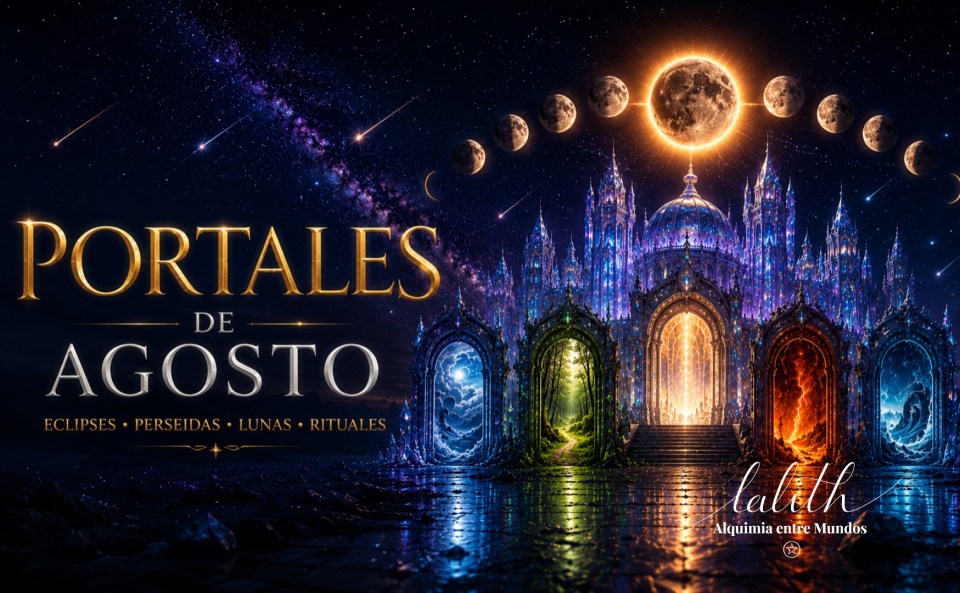 Portales de Agosto 2026 con las fases lunares, eclipses, Perseidas y rituales para cada momento.
